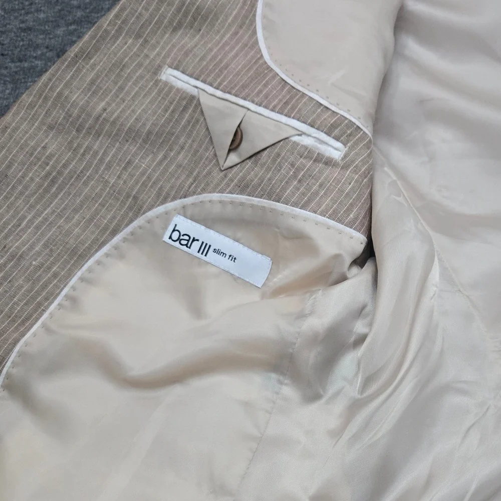 Linen Blazer 44R Neutral Coastal Beachy Wedding Sport Coat Quiet Luxury Classic